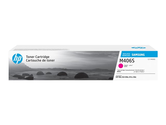 Samsung CLT-M406S - Magenta - original - toner cartridge (SU252A) - for Samsung CLX-3300, 3302, 3303, 3304, 3305, 3306, 3307, SCX-3300, 3301, 3305, 3306