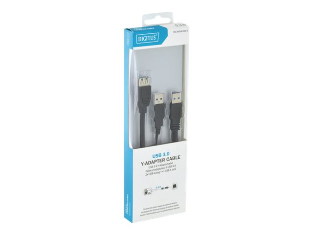 USB 3.0 Y-adapter cable type 2xA A M/M/F