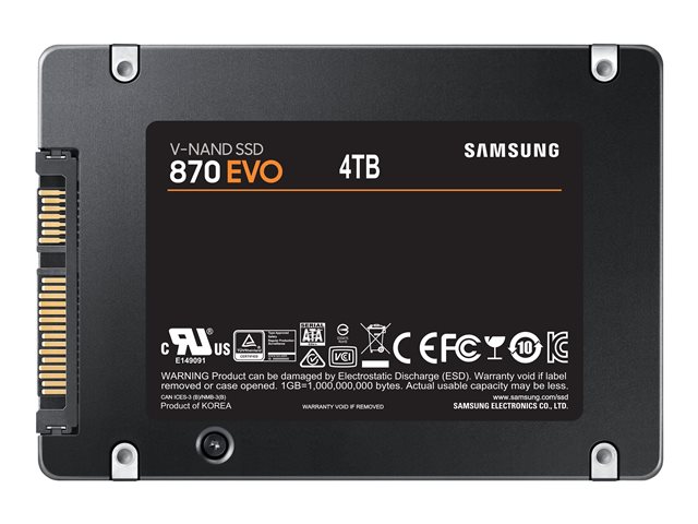 Samsung 870 EVO MZ-77E4T0B - SSD - encrypted - 4 TB - internal - 2.5\" - SATA 6Gb/s - buffer: 4 GB - 256-bit AES - TCG Opal Encryption