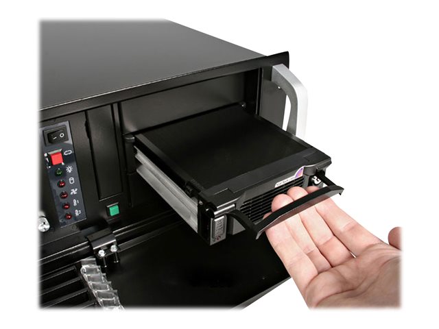 StarTech.com 5.25 in Rugged SATA Hard Drive Mobile Rack Drawer - Aluminum Removable Hard Drive Bay (DRW150SATBK) - Storage mobile rack - 3.5\" - black