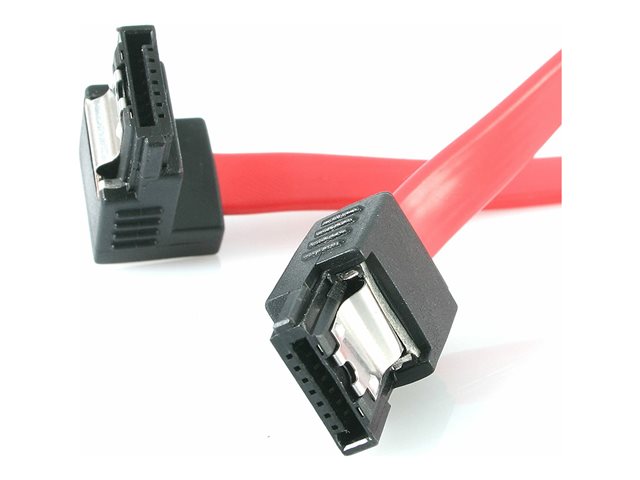 StarTech.com 18in Latching SATA to Right Angle SATA Serial ATA Cable - SATA cable - Serial ATA 150/300 - SATA (F) to SATA (F) - 46 cm - latched, right-angled connector - red - for P/N: 25S22M2NGFFR, HSB13SATSASB, HSB1SATSASBA, HSB1SATSASVA, HSB43SATSASB, S322M225R