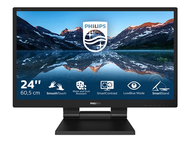 Philips 242B9T - LED monitor - 24\" - touchscreen - 1920 x 1080 Full HD (1080p) @ 60 Hz - IPS - 250 cd/m² - 1000:1 - 5 ms - HDMI, DVI-D, VGA, DisplayPort - speakers - black texture