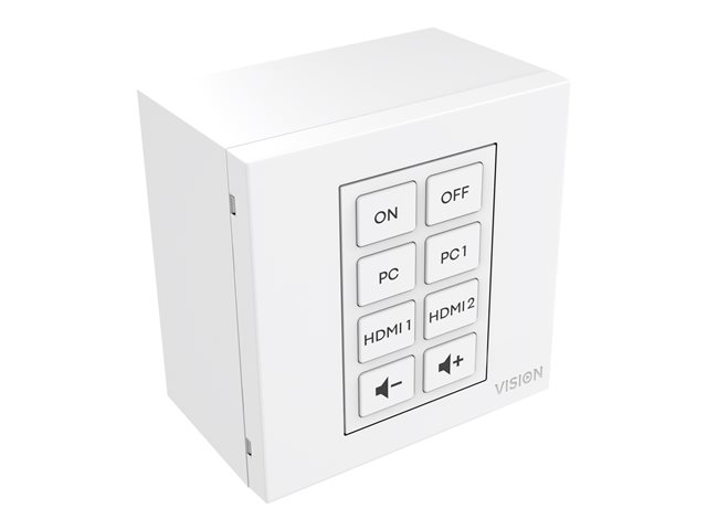 VISION Techconnect Faceplate Control Module - LIFETIME WARRANTY - 8 buttons - learns IR remote control codes from other remotes - supports RS-232, 12v trigger, scheduling - multiple commands per button - double-space module - 1-gang UK surround and b