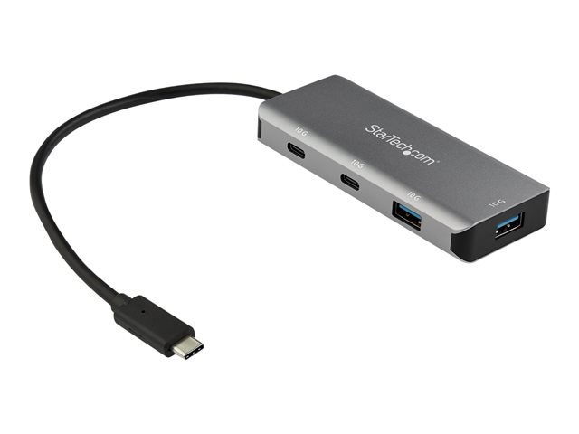 StarTech.com 4 Port USB C Hub w/ 2x USB A & 2x USB C, SuperSpeed 10Gbps USB Type-C 3.1/3.2 Gen 2 Hub, USB Bus Powered, Portable USB-C to USB Adapter Hub, Aluminum, 9.8\" (25cm) Cable - Windows/macOS/Linux - Hub - 2 x USB-C + 2 x USB 3.1 Gen 2 - desktop - for P/N: PEXUSB321C