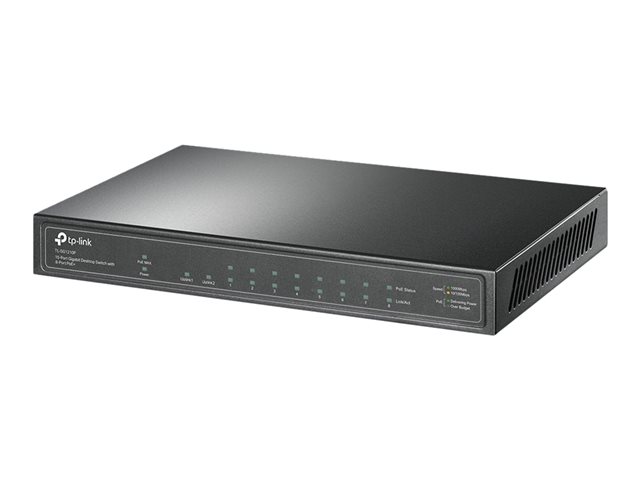 TP-Link TL-SG1210P - Switch - unmanaged - 8 x 10/100/1000 (PoE+) + 1 x 10/100/1000 (uplink) + 1 x Gigabit SFP (uplink) - desktop - PoE+ (63 W)