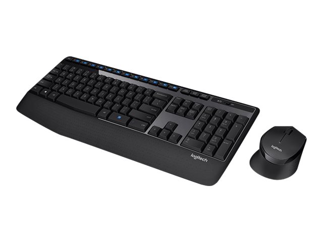 Logitech Wireless Combo MK345 - Keyboard and mouse set - wireless - 2.4 GHz - US International - black, blue