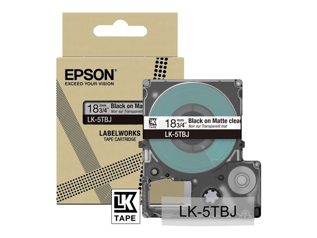 Epson LabelWorks LK-5TBJ - Black on matte clear - Roll (1.8 cm x 8 m) 1 cassette(s) hanging box - tape cartridge - for LabelWorks LW-C410, LW-C610