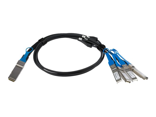 StarTech.com MSA Uncoded Compatible 1m 40G QSFP+ to 4x SFP+ Direct Attach Breakout Cable Twinax, 40GbE QSFP+ to 4x SFP+ Copper DAC 40 Gbps Low Power Passive Transceiver Module DAC Cable - Lifetime Warranty (QSFP4SFPPC1M) - Breakout cable - QSFP+ latched to SFP+ latched - 1 m - twinaxial - SFF-8431/SFF-8432/SFF-8436 - passive - black