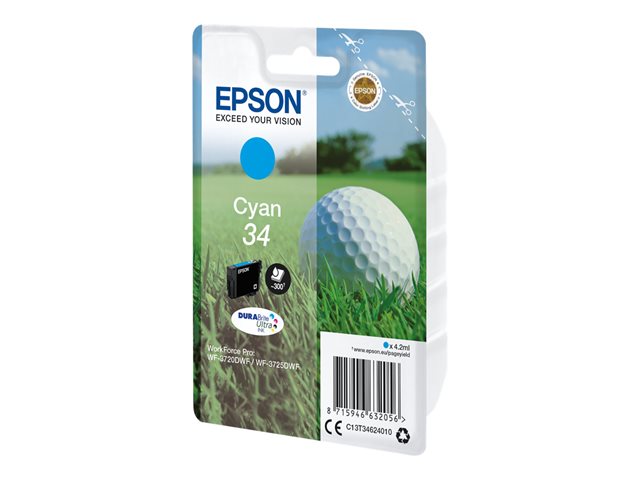 Epson 34 - 4.2 ml - cyan - original - ink cartridge - for WorkForce Pro WF-3720, WF-3720DWF, WF-3725DWF