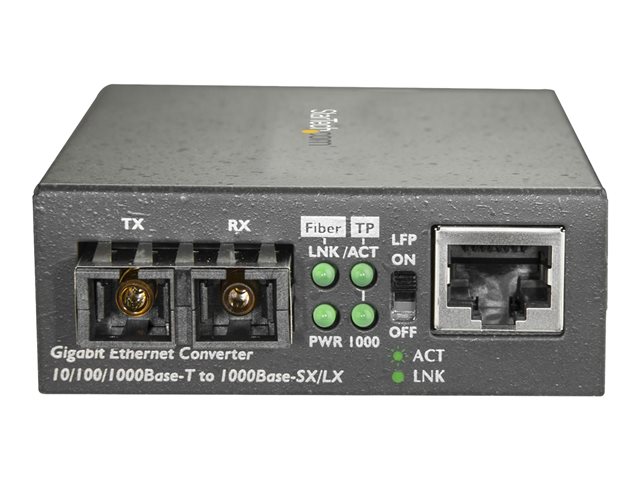 StarTech.com Singlemode (SM) SC Fiber Media Converter for 10/100/1000 Network, 10km, Gigabit Ethernet, 1310nm, w/ Auto Negotiation, Gigabit Ethernet to Single Mode (SMF) SC Fiber Converter - Ethernet Over Fiber (MCMGBSCSM10) - Fibre media converter - 1GbE - over fibre optic - 1000Base-LX, 100Base-TX, 1000Base-T - RJ-45 / SC single-mode - up to 10 km - 1310 nm