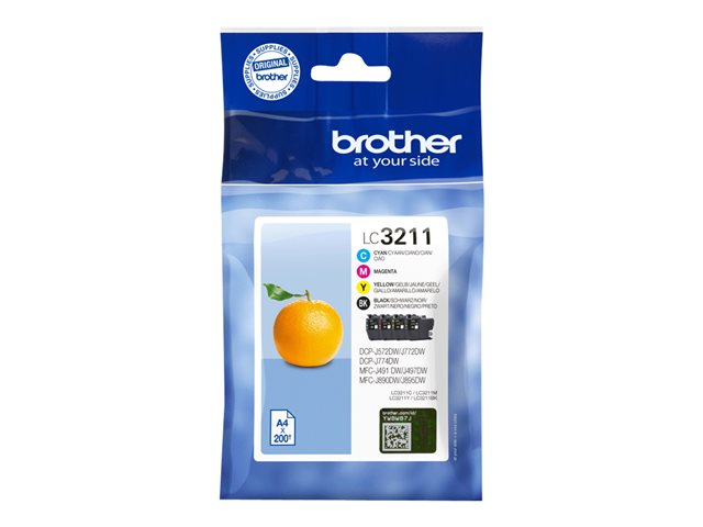 Brother LC3211 Value Pack - 4-pack - black, yellow, cyan, magenta - original - ink cartridge - for Brother DCP-J572, DCP-J772, DCP-J774, MFC-J890, MFC-J895