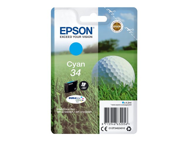 Epson 34 - 4.2 ml - cyan - original - ink cartridge - for WorkForce Pro WF-3720, WF-3720DWF, WF-3725DWF