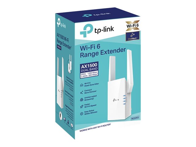 TP-Link RE505X - Wi-Fi range extender - 1GbE - Wi-Fi 6 - 2.4 GHz, 5 GHz