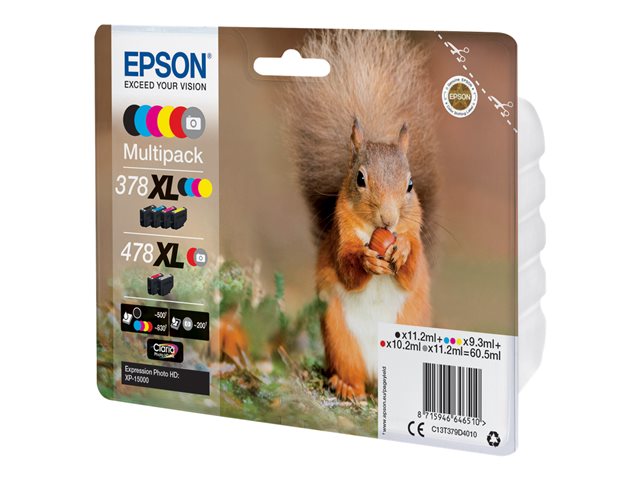Epson 478XL Multipack - 6-pack - 60.5 ml - high capacity - grey, black, yellow, cyan, magenta, red - original - ink cartridge - for Expression Home HD XP-15000