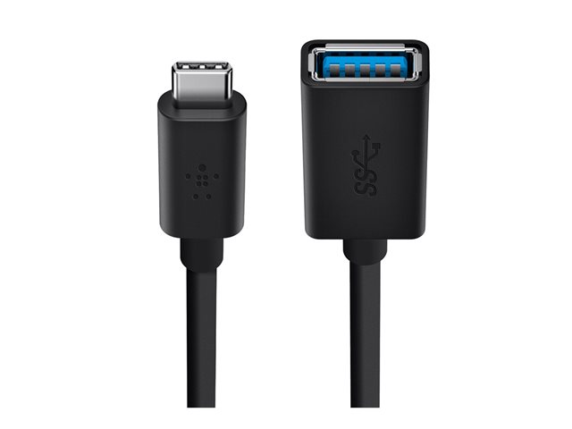 Belkin 3.0 USB-C to USB-A Adapter - USB adapter - 24 pin USB-C (M) reversible to USB Type A (F) - USB 3.0 - 3 A - black