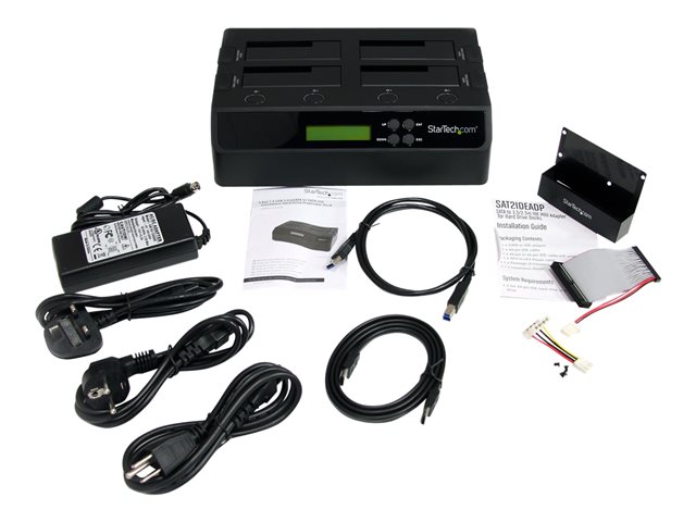 StarTech.com 4 Bay USB 3.0/ eSATA Hard Drive Duplicator Dock for 2.5\" & 3.5\" SATA/ IDE SSD HDD - Standalone 1:3 Copier Docking Station (SATDOCK4U3RE) - Hard drive duplicator - 4 bays (SATA-300) - for P/N: SVA12DN4NEUA