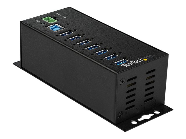 StarTech.com 7 Port USB Hub with Power Adapter, Surge Protection, Metal Industrial USB 3.0 Data Transfer Hub, Din Rail, Wall or Desk Mountable, High Speed USB 3.1/USB 3.2 Gen 1 5Gbps Hub - Windows/macOS/Linux (HB30A7AME) - Hub - 7 x USB 3.2 Gen 1 - DIN rail mountable, wall-mountable - TAA Compliant - for P/N: ITB20D3250