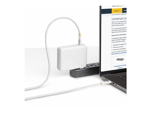 StarTech.com 4m USB C Charging Cable, USB-IF Certified USB-C Cable, 240W - USB cable - 24 pin USB-C (M) to 24 pin USB-C (M) - USB 2.0 - 48 V - 5 A - 4 m - USB Power Delivery (240W), extended power range (EPR), Power Delivery 3.1 support, halogen-free, passive - white
