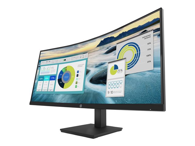 HP P34hc G4 - P-Series - LED monitor - curved - 34\" - 3440 x 1440 WQHD @ 60 Hz - VA - 250 cd/m² - 3500:1 - 5 ms - HDMI, DisplayPort, USB-C - speakers - black