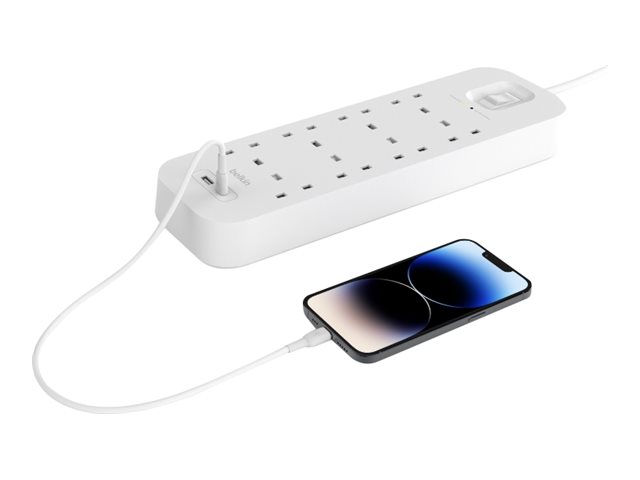 Belkin Connect - Surge protector - with USB-C and USB-A ports - output connectors: 8 - 2 m cord