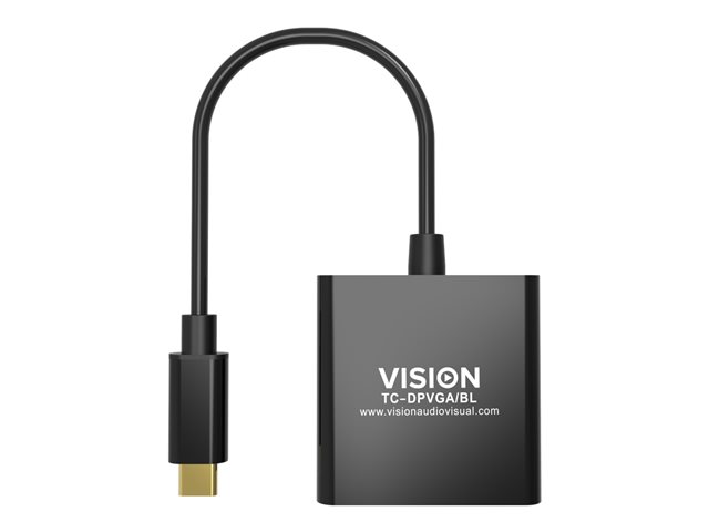 VISION Professional installation-grade USB-C to VGA adapter - LIFETIME WARRANTY - plugs into USB-C and has full-sized VGA socket - maximum resolution 2560 x 1600 @ 60 hz - USB-C 3.1 (M) to VGA (F) - driver built into adaptor - black