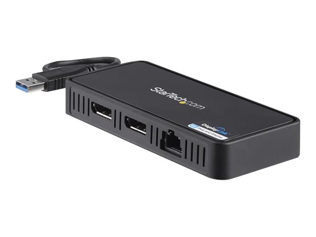 StarTech.com USB 3.0 Mini Dock, Dual Monitor USB-A Docking Station w/ DisplayPort 4K 60Hz Video & Gigabit Ethernet, 1ft (30cm) Cable, Portable USB 3.1 Gen 1 Type-A Laptop Adapter, 4K Dock - DisplayLink Mini Dock (USBA2DPGB) - Docking station - USB - 2 x DP - 1GbE