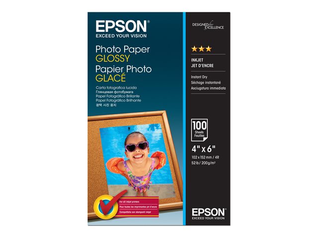 Epson - Glossy - 102 x 152 mm - 200 g/m² - 100 sheet(s) photo paper - for EcoTank ET-2850, 2851, 2856, 4850, EcoTank Photo ET-8500, EcoTank Pro ET-5800