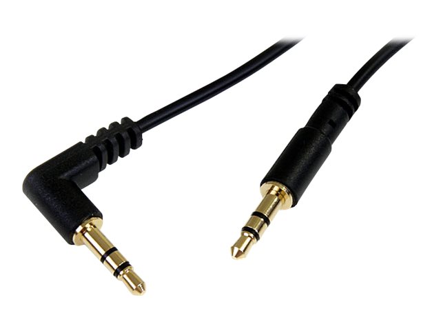StarTech.com 3 ft. (0.9 m) 3.5mm Audio Cable - 3.5mm Slim Audio Cable - Right Angle - Male/Male - Aux Cable (MU3MMSRA) - Audio cable - mini-phone stereo 3.5 mm male to mini-phone stereo 3.5 mm male - 91 cm - black - right-angled connector - for P/N: SV231DVGAU2A, SV431DVGAU2A