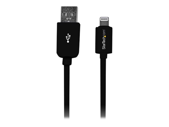 StarTech.com 1m (3ft) Black Apple 8-pin Lightning Connector to USB Cable for iPhone / iPod / iPad - Charge and Sync Cable - 1 meter (USBLT1MB) - Lightning cable - Lightning male to USB male - 1 m - double shielded - black - for P/N: ST7C51224, ST7C51224EU