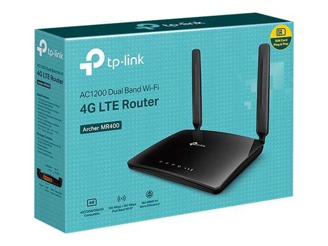 TP-Link Archer MR400 - Wireless router - WWAN - 4-port switch - 802.11a/b/g/n/ac - Dual Band