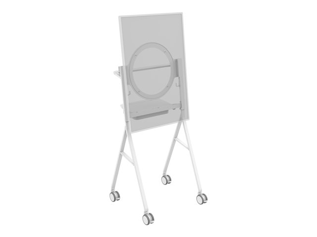 VISION Microsoft Surface Hub 2 Floor Stand - LIFETIME WARRANTY - Halo fitting for Microsoft Surface 50\" Hub 2/3 - tilt - laptop shelf - battery bracket included - cable management - large 100mm / 4\" wheels - SWL 45 kg / 99 lb - white