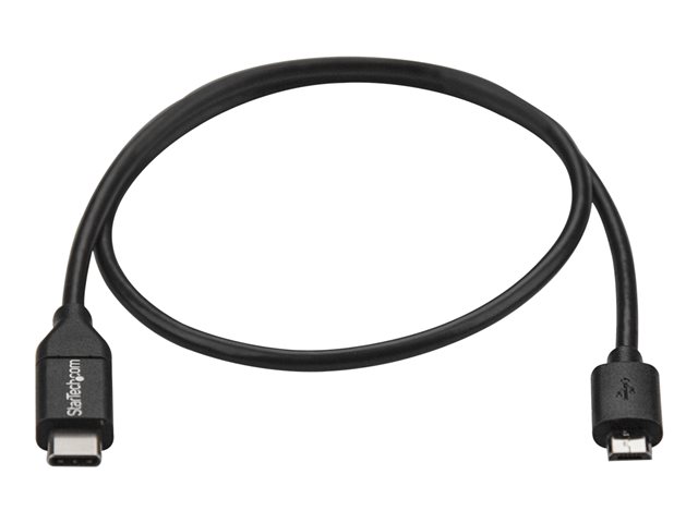 StarTech.com USB C to Micro USB Cable - 0.5m - M/M - Thunderbolt 3 Compatible - Micro USB Cord -USB Type C to Micro USB Cable (USB2CUB50CM) - USB cable - 24 pin USB-C (M) to Micro-USB Type B (M) - USB 2.0 - 50 cm - black
