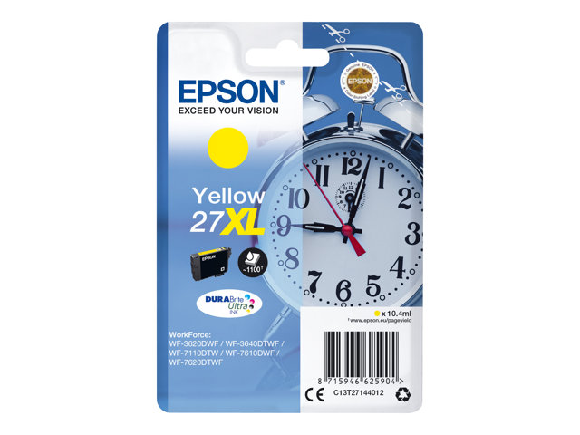 Epson 27XL - XL - yellow - original - blister with RF alarm - ink cartridge - for WorkForce WF-3620, WF-3640, WF-7110, WF-7610, WF-7620, WF-7715, WF-7720