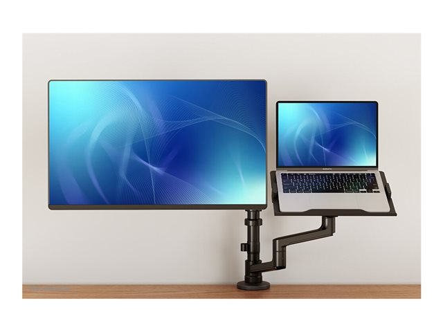Neomounts DS20-425BL2 - Mounting kit (desk clamp mount, desk grommet, notebook tray, monitor arm, VESA adapter, notebook tray arm) - full-motion adjustable arm - for LCD display / notebook - steel - black - screen size: 17\"-27\" (LCD display) / 11.6\"-17.3\" (notebook)