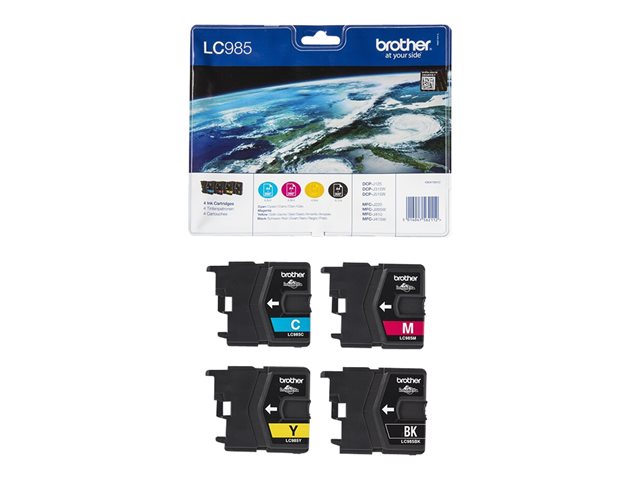 Brother LC985VALBP - 4-pack - black, yellow, cyan, magenta - original - blister - ink cartridge - for Brother DCP-J125, DCP-J140, DCP-J315, DCP-J515, MFC-J220, MFC-J265, MFC-J410, MFC-J415