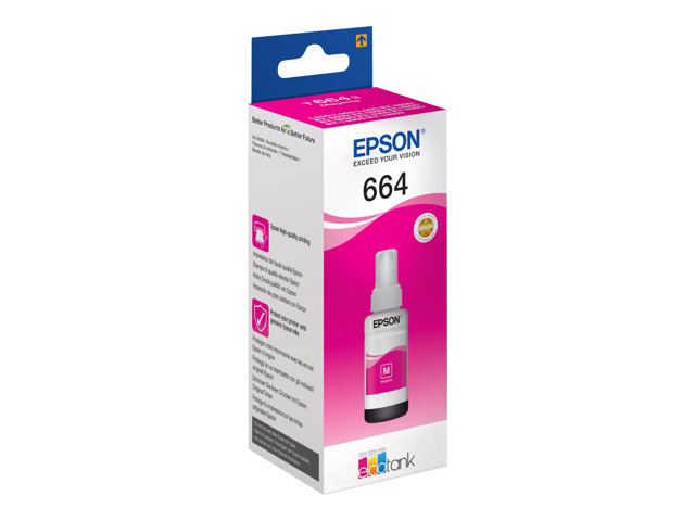Epson T6643 - 70 ml - magenta - original - ink refill - for EcoTank ET-14000, ET-16500, ET-2500, ET-2550, ET-2600, ET-2650, ET-3600, ET-4500, ET-4550