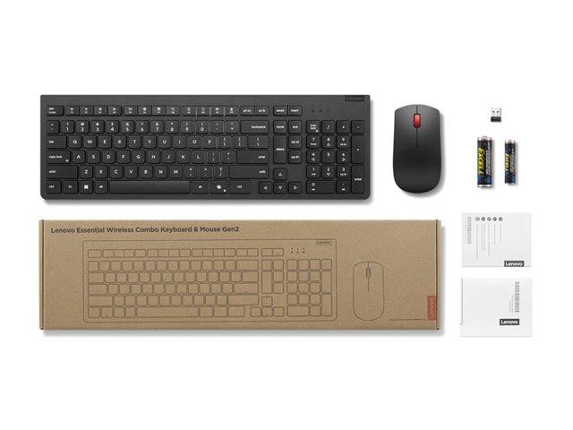 Lenovo Essential Wireless Combo Keyboard & Mouse Gen2 Black-Belgium English