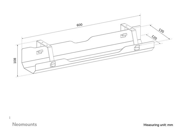 Neomounts ADS07-122BL Cable management tray - max 5 kg - screw-mounted - universal - black