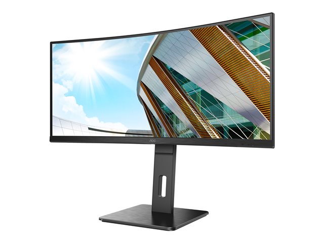 AOC CU34P2A - LED monitor - curved - 34\" - 3440 x 1440 UWQHD @ 100 Hz - VA - 300 cd/m² - 3000:1 - 1 ms - 2xHDMI, DisplayPort - speakers - black