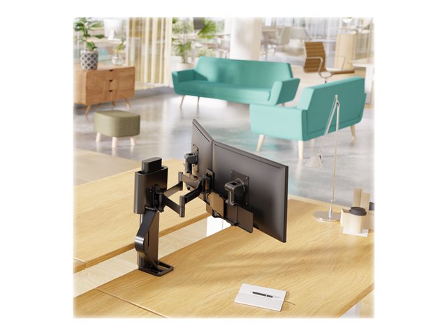 Ergotron TRACE - Mounting kit (handle, base, lift column, extension arms, bow, 2 sliding pivots, 2-piece desk clamp) - Constant Force Technology - for 2 LCD displays - matte black - screen size: 21.5\"-27\"