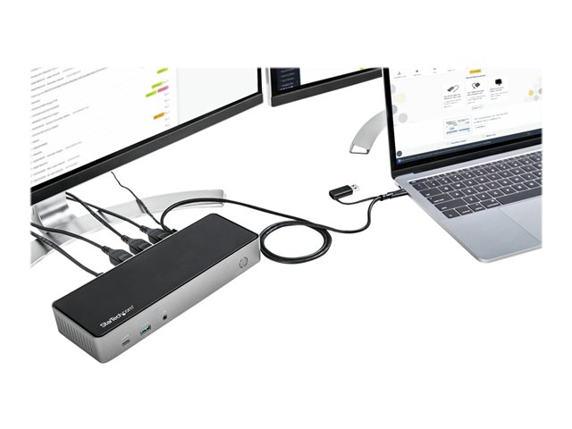 StarTech.com USB-C & USB-A Dock, Hybrid Universal Triple Monitor Laptop Docking Station w/ DisplayPort & HDMI 4K 60Hz, 85W Power Delivery, 6x USB Hub, Ethernet, Audio, USB 3.1 Gen 2 10Gbps - Multi-Monitor Dock (DK31C3HDPDUE) - Docking station - USB-C - 3 x HDMI, 3 x DP - 1GbE - 85 Watt