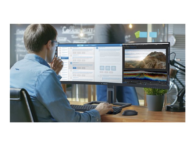 Philips 45B1U6900C - LED monitor - curved - 45\" (44.5\" viewable) - 5120 x 1440 Dual Quad HD @ 75 Hz - VA - 450 cd/m² - 3000:1 - DisplayHDR 400 - 4 ms - 2xHDMI, DisplayPort, USB-C - speakers - black
