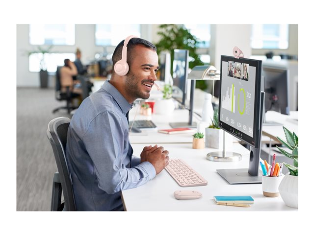 Logitech H390 - Headset - on-ear - wired - USB-A - rose