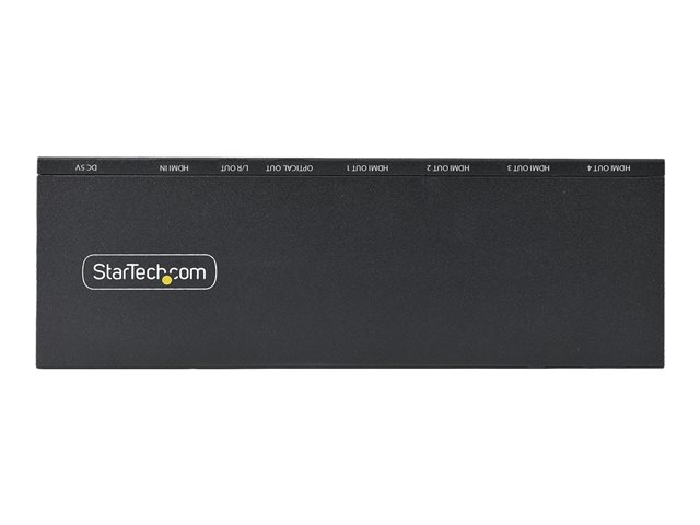 StarTech.com 4-Port HDMI Splitter, 4K 60Hz HDMI 2.0 Video, 1 In 4 Out HDMI Splitter, 4K HDMI Splitter w/Built-in Scaler, 3.5mm/Optical Audio Port, Durable Metal Housing, HDR/HDCP - 1x4 HDMI Display/Output Splitter (HDMI-SPLITTER-44K60S) - Video/audio