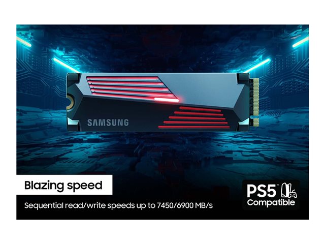 Samsung 990 PRO MZ-V9P4T0CW - SSD - encrypted - 4 TB - internal - M.2 2280 - PCIe 4.0 x4 (NVMe) - 256-bit AES - TCG Opal Encryption - integrated heatsink