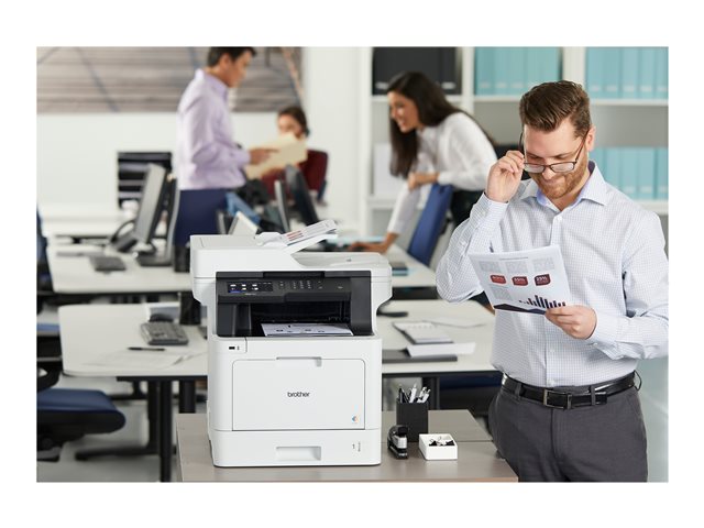 Brother MFC-L8900CDW - Multifunction printer - colour - laser - 215.9 x 355.6 mm (original) - A4/Legal (media) - up to 31 ppm (copying) - up to 31 ppm (printing) - 300 sheets - 33.6 Kbps - USB 2.0, Gigabit LAN, Wi-Fi(n), USB host, NFC