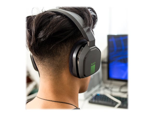 ASTRO A10 - Headset - full size - wired - 3.5 mm jack - grey, green - for Xbox One, Xbox One S, Xbox One X