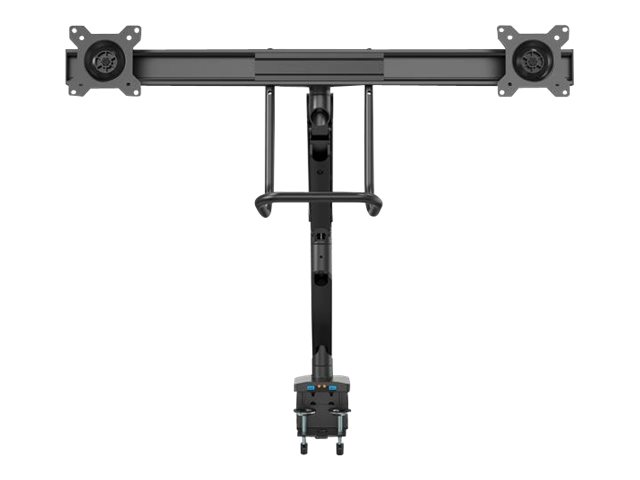 StarTech.com Desk Mount Dual Monitor Arm with USB & Audio, Slim Full Motion Adjustable Dual Monitor VESA Mount for 32\" Displays (8kg/screen), Ergonomic Articulating, Desk Clamp or Grommet - One-touch Adjustment (ARMSLIMDUAL2USB3) - Mounting kit - adjustable arm - for 2 monitors - aluminium - black - screen size: up to 32\" - desk-mountable