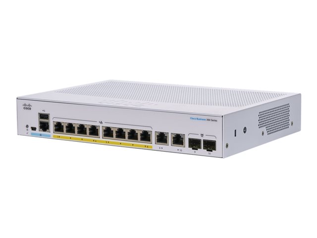 Cisco Business 350 Series CBS350-8P-E-2G - Switch - L3 - Managed - 8 x 10/100/1000 (PoE+) + 2 x combo SFP - rack-mountable - PoE+ (67 W)