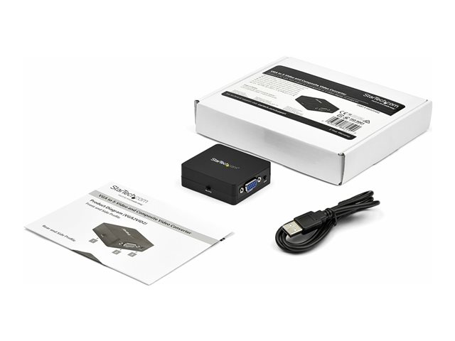 StarTech.com 1080p VGA to RCA and S-Video Converter - USB Powered - Adapter - VGA / S-Video / composite video - HD-15 (VGA) female to 4 pin mini-DIN, RCA female - black - active